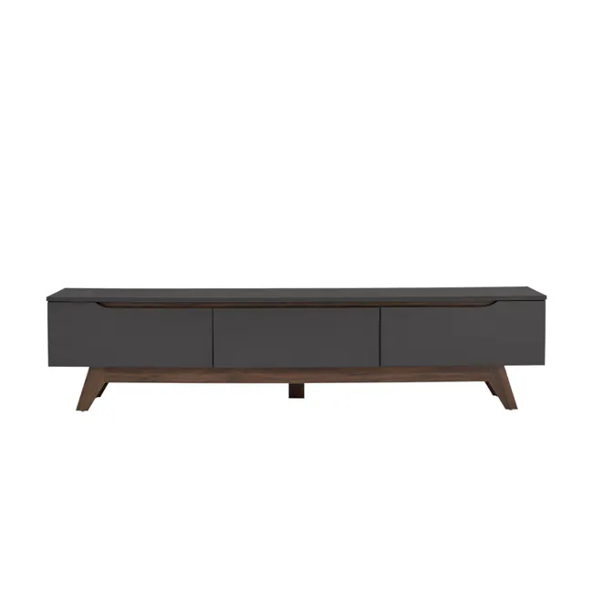 Miah TV Console 1.8m - Walnut, Grey - 1 - Dark gray, sleek, modern, minimalist, contemporary, industrial design