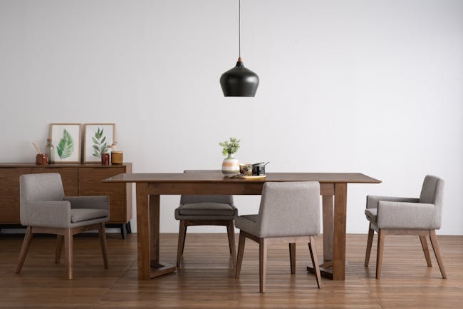 Clarkson Dining Table 1.8m in Cocoa with 4 Fabian Dining Chairs in Dolphin Grey - 15