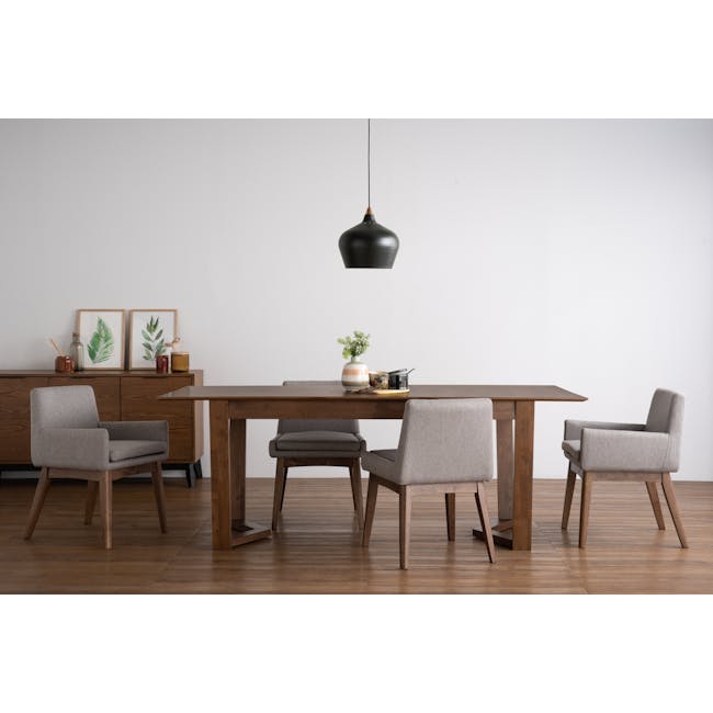 Clarkson Dining Table 1.8m in Cocoa with 4 Fabian Dining Chairs in Dolphin Grey - 16 - Modern dining room with wooden table