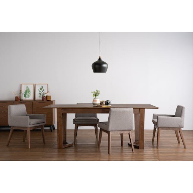 Clarkson Dining Table 1.8m in Cocoa with 4 Fabian Dining Chairs in Dolphin Grey - 15