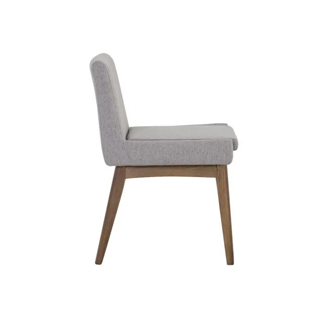 Fabian Dining Chair - Cocoa, Light Grey (Fabric) - 7 - Grey upholstered chair, minimalist design, wooden legs, modern