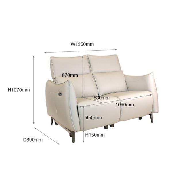 Cole 2 Seater Recliner Sofa - Beige (Genuine Cowhide + Faux Leather) - 5