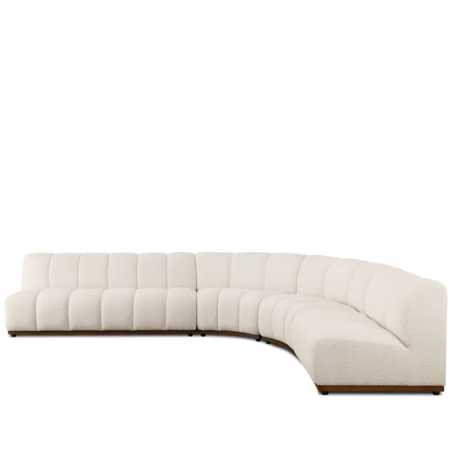 Cosmo Corner Sofa - Walnut, White Boucle (Eco Clean Fabric) - 15 - Cream tufted, modern, sculptural, minimalist, elegant