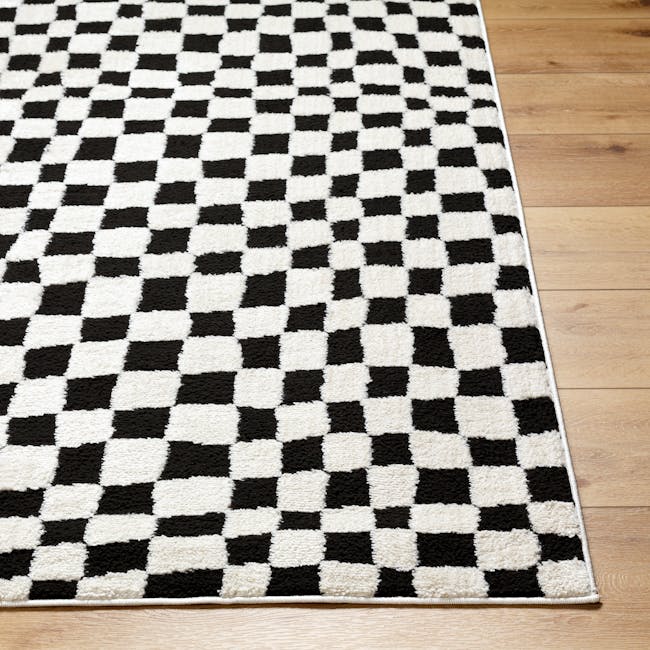 Adler Low Pile Checkerboard  Rug - Black (3 Sizes) - 4
