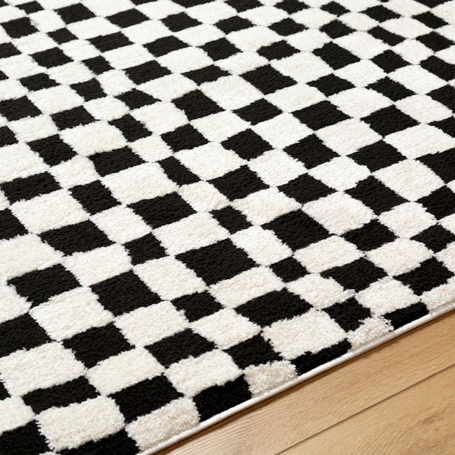 Adler Low Pile Checkerboard  Rug - Black (3 Sizes) - 3
