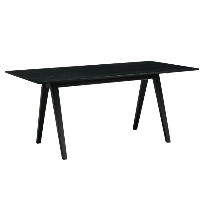 Varden Dining Table 1.7m in Black Ash with Marrim Bench 1.2m in Graphite Grey and 2 Greta Chairs in Black - 1
