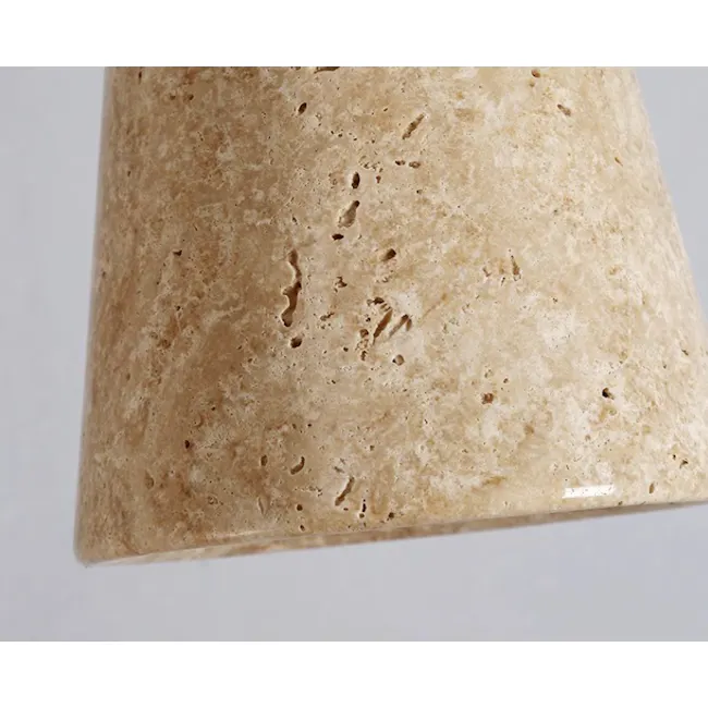 Caleb Travertine Pendant Lamp - Bell - 4 - Barely transparent, smooth, beige, irregular, porous, speckled, textured