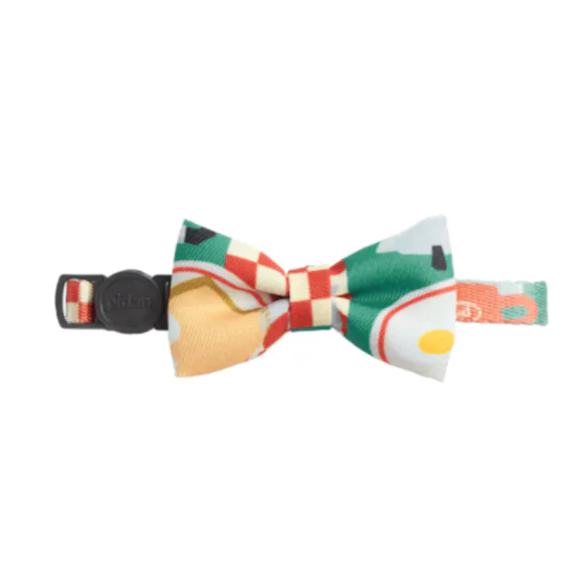Pidan Cat Bowties - Holiday - 1 - Colorful, playful bow tie with checkered pattern, Animal print bow tie with green, white