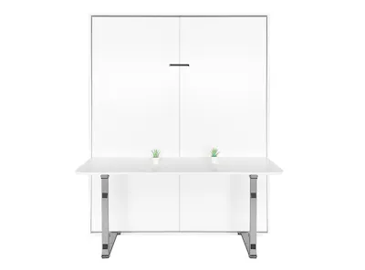 Llyod Queen Vertical Wall Bed with Desk - White