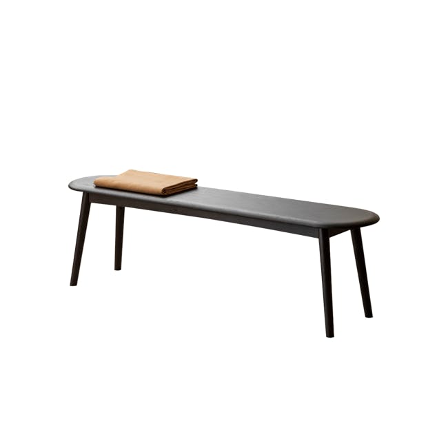 Felda Bench 1.6m - Black Ash - 1 - modern bench, minimalist table, sleek design, contemporary piece, black and gray color