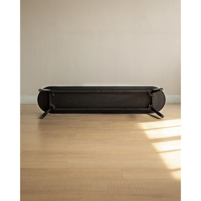 Felda Bench 1.6m - Black Ash - 14 - modern bench, minimalist design, wooden floor, natural light, black metal frame