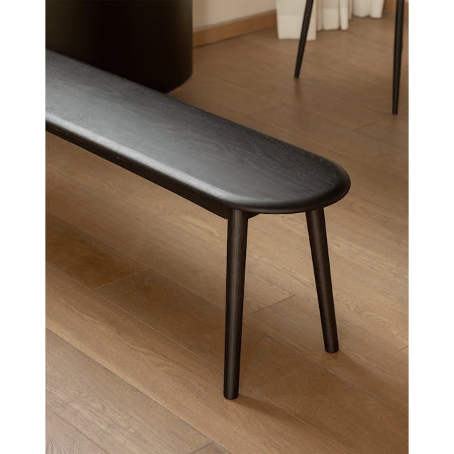 Felda Bench 1.6m - Black Ash - 9 - modern bench, dark wood bench, minimalist bench, sleek bench, contemporary bench, wooden