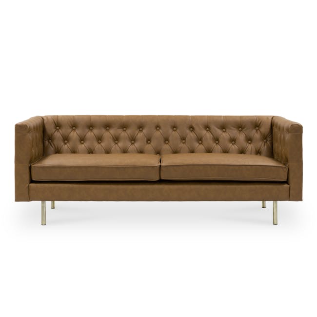Cadencia 3 Seater Sofa with Cadencia 2 Seater Sofa - Tan (Faux Leather) - 4