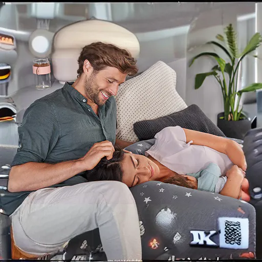 Theraline The Original Maternity and Nursing Pillow - King of the Desert - 9 - Smiling man holding baby, woman resting on