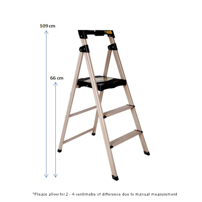 BOOMJOY 3-Step Ladder - Aluminium Gold - 1