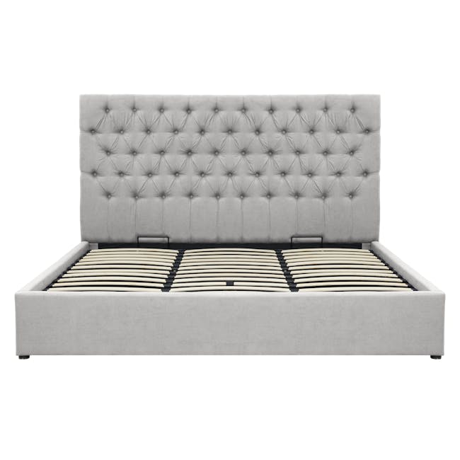 Isabelle King Storage Bed in Silver Fox (Fabric) with 2 Cadencia Twin Drawer Bedside Tables - 3