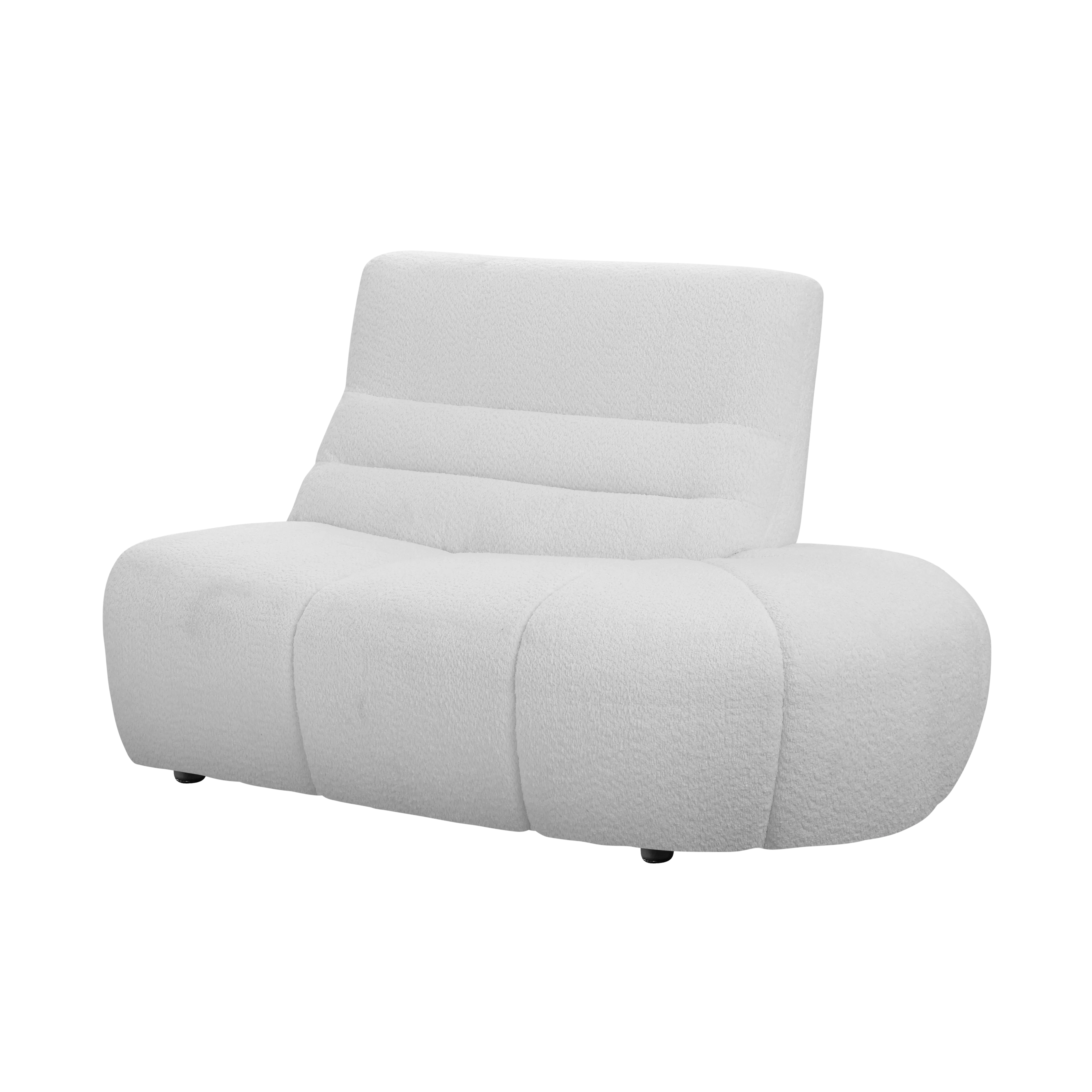 Tara 3 Seater Corner Extended Sofa - Grey - 25 - White plush armchair, modern design, soft fabric upholstery, ergonomic