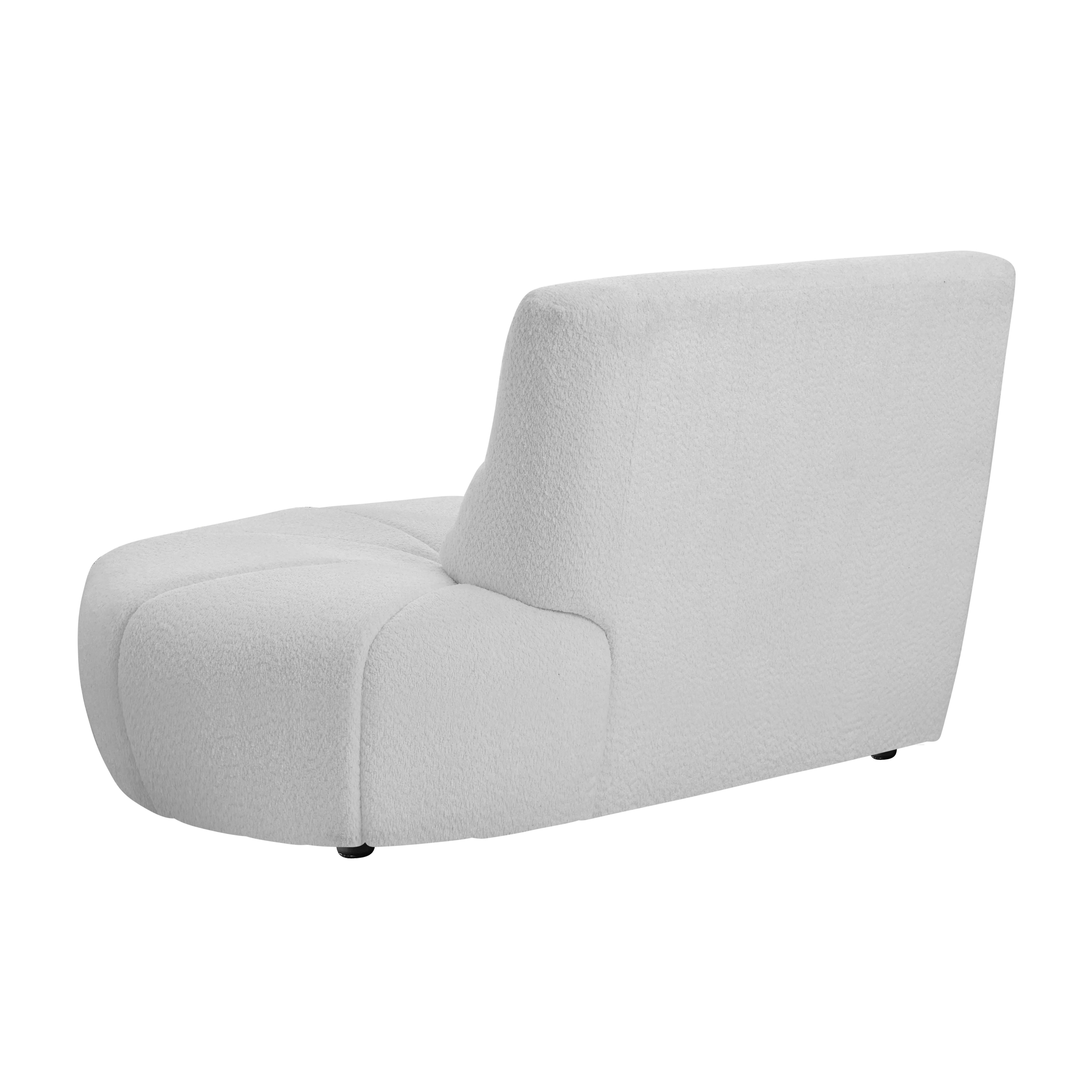 Tara 3 Seater Extended Sofa - Grey - 20 - White plush armchair, modern design, soft fabric upholstery, ergonomic shape