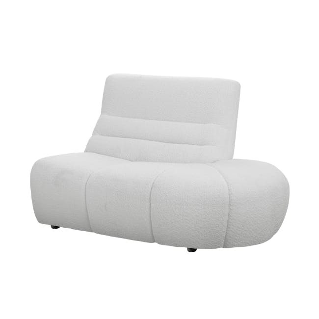 Tara 3 Seater Extended Sofa - Grey - 22 - White plush armchair, modern design, soft fabric upholstery, ergonomic support