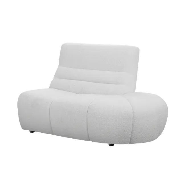 Tara 4 Seater Extended Sofa - Grey - 26 - White plush armchair, modern design, soft fabric upholstery, ergonomic support