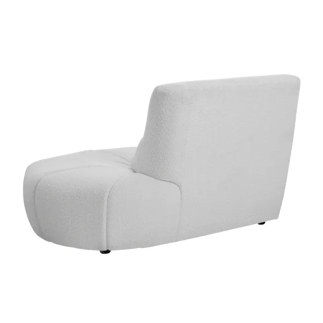 Tara 4 Seater Extended Sofa - Grey - 28 - White plush armchair, modern design, soft fabric upholstery, ergonomic shape