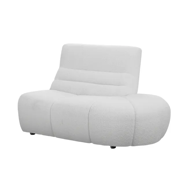 Tara Large Corner Sectional Extended Sofa - Grey - 21 - White plush armchair, modern design, soft fabric upholstery