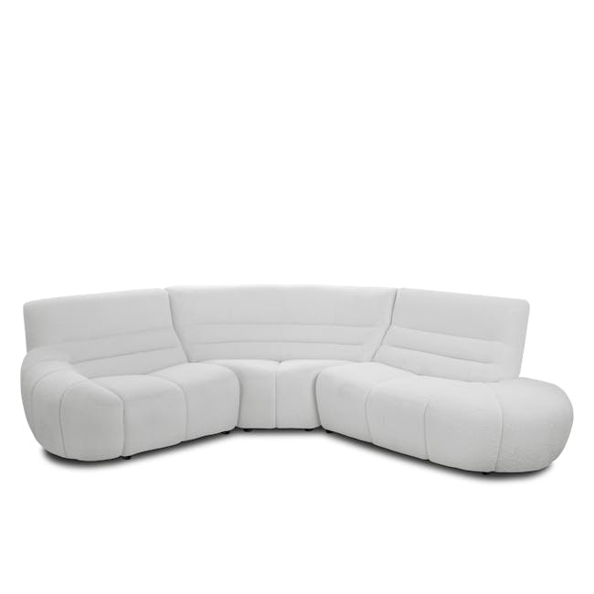 Tara Right Extended Chaise Sofa Unit - Grey - 8 - Sleek, modern white sectional sofa with plush, tufted cushions., Elegant