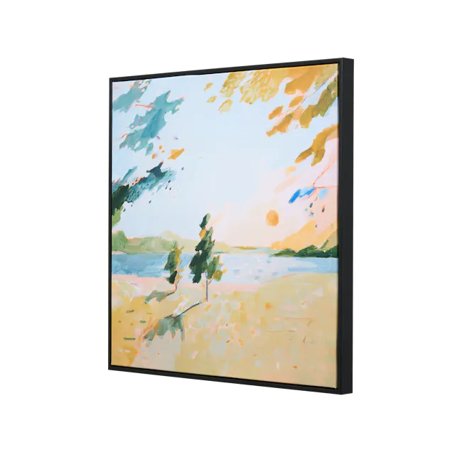 Serenity at Dusk Framed Canvas 60 x 60 cm - 4 - Abstract landscape painting, vibrant colors, impressionistic style, nature