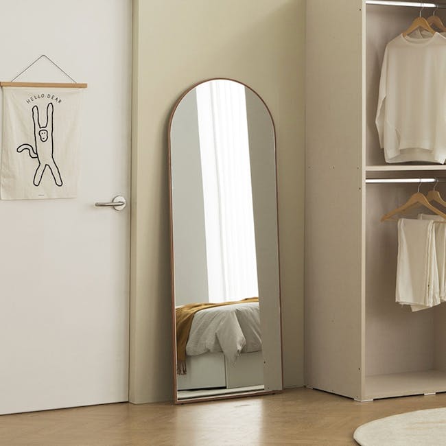 (As-is) Lindsey Arched Frameless Standing Mirror 60cm - Maple Oak - 2 - 9