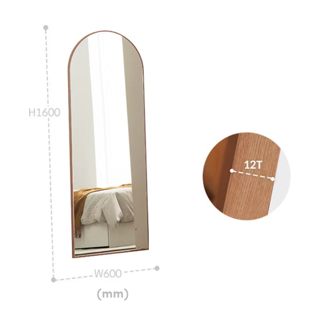 (As-is) Lindsey Arched Frameless Standing Mirror 60cm - Maple Oak - 2 - 14