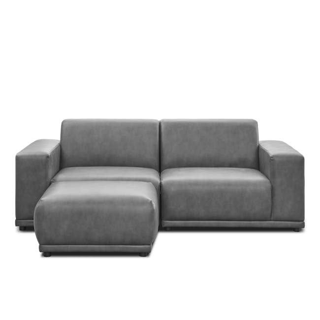 Milan 3 Seater Sofa with Ottoman - Lead Grey (Faux Leather) - 0