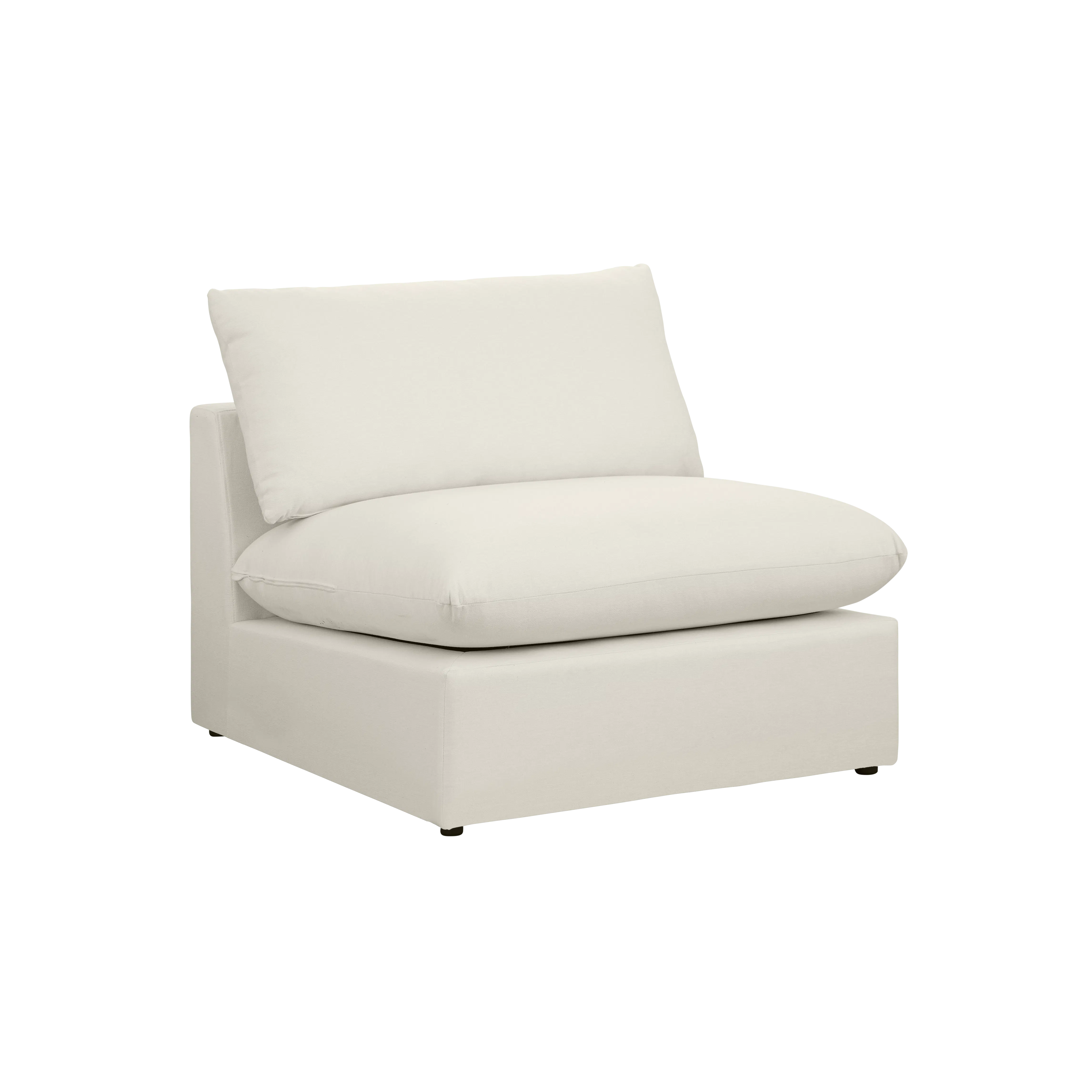 (As-is) Russell Armless Unit - Oat (Eco Clean Fabric) - 19 - White modern sofa, minimalist design, clean lines, soft