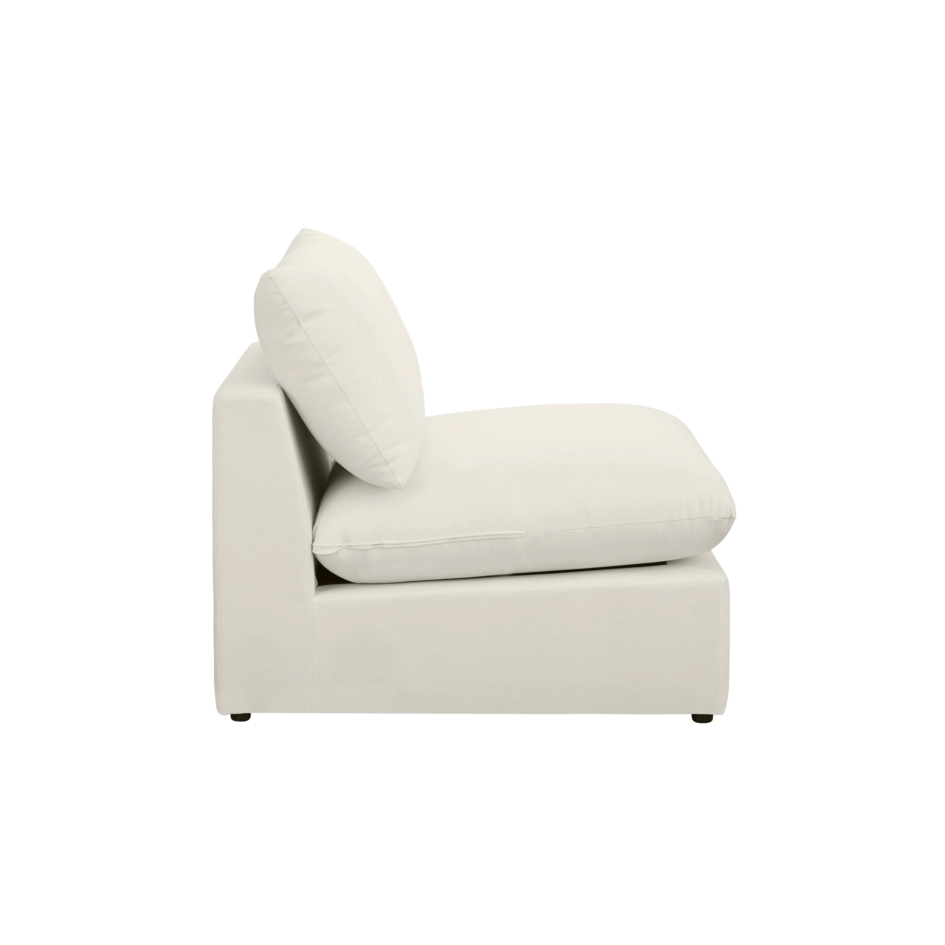 (As-is) Russell Armless Unit - Oat (Eco Clean Fabric) - 20 - White cushion, minimalist sofa, modern decor, cozy seating