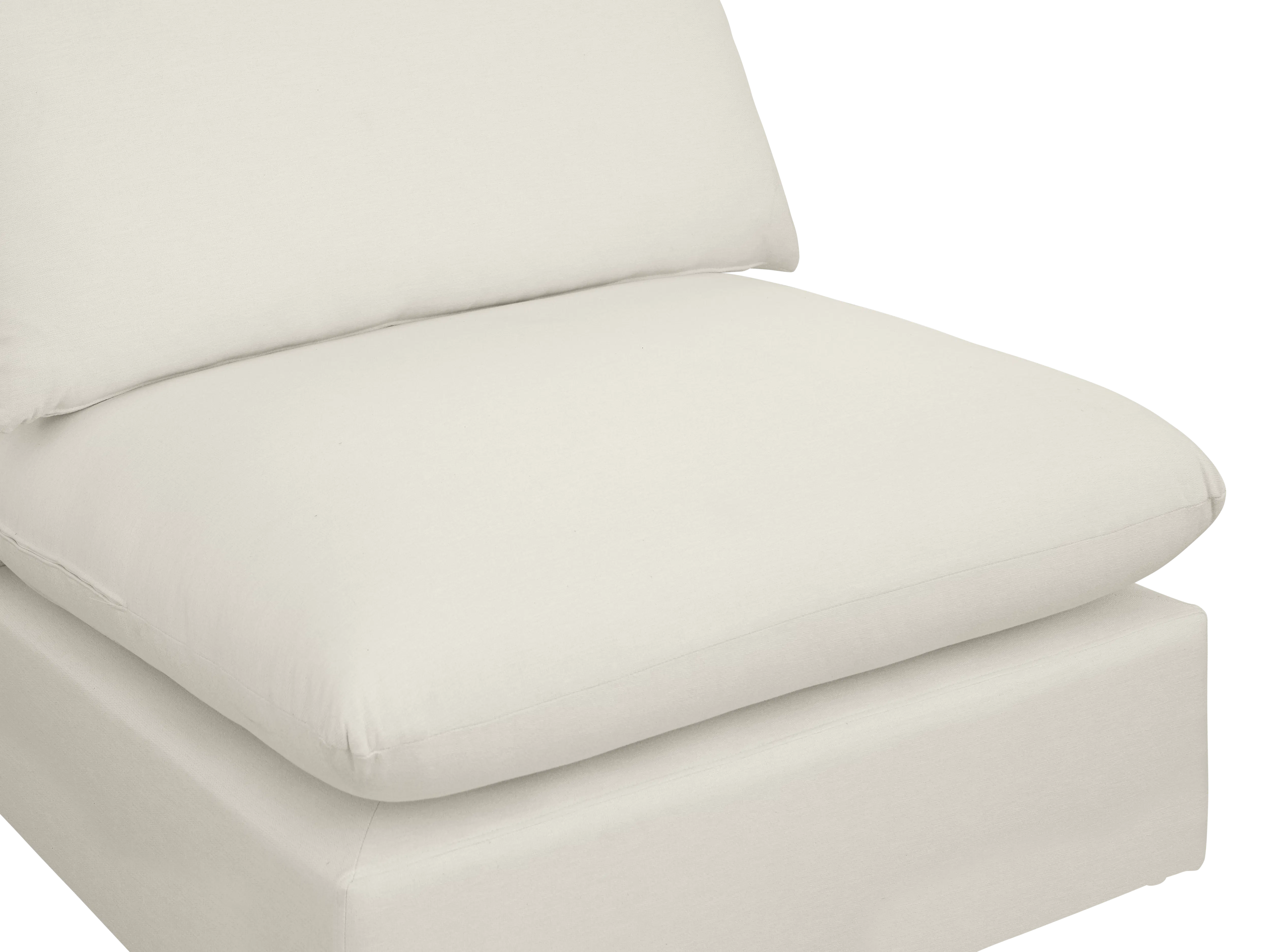 (As-is) Russell Armless Unit - Oat (Eco Clean Fabric) - 22 - White cushion, minimalist sofa, soft fabric, clean lines