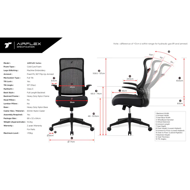 TT AIRFLEX Ergochair - Graphite Black - 7