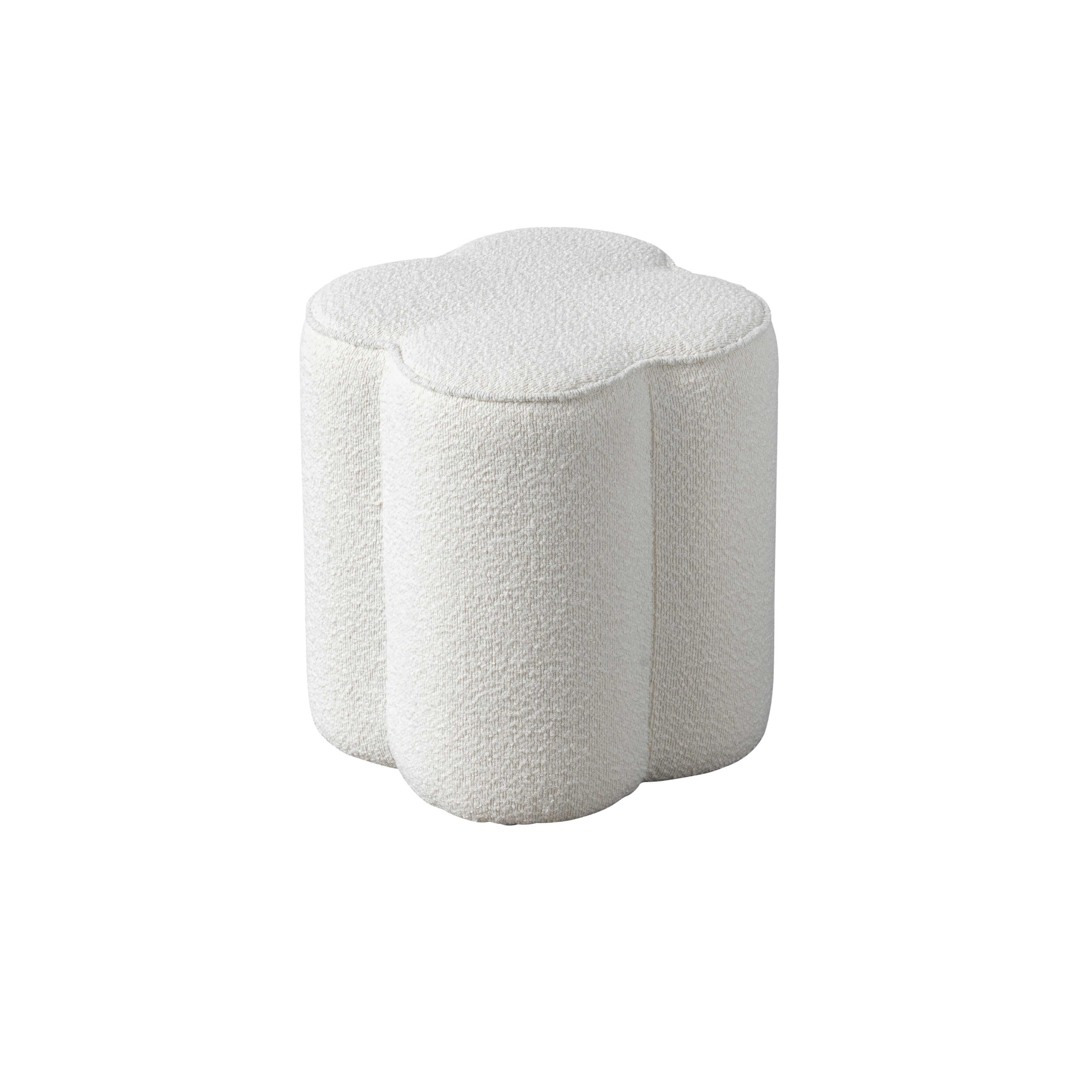 Clover Pouf - White Boucle