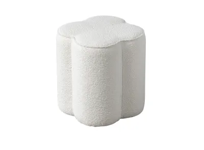 Clover Pouf - White Boucle