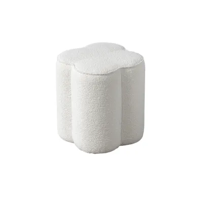 Clover Pouf - White Boucle