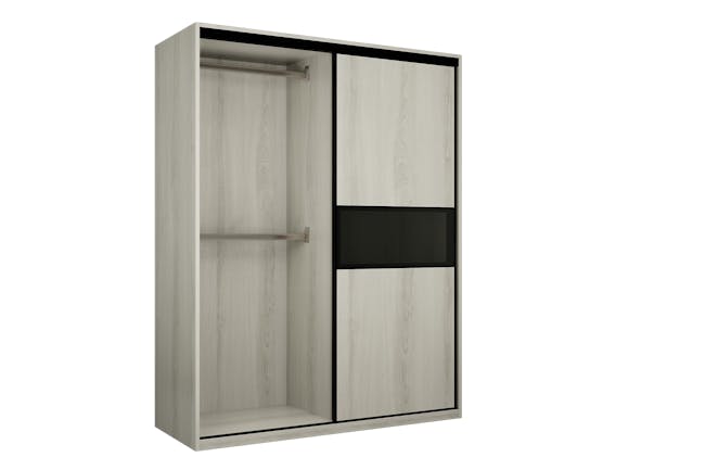 Lorren Sliding Door Wardrobe 1 with Glass Panel - White Oak - 6