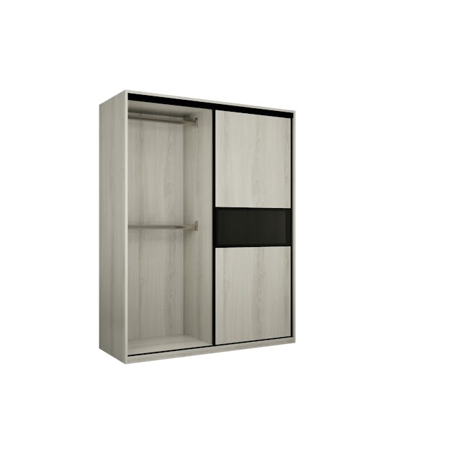 Lorren Sliding Door Wardrobe 1 with Glass Panel - White Oak - 6