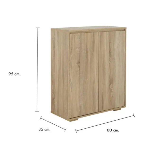 Tyler 2 Door Shoe Cabinet - White, Oak - 8