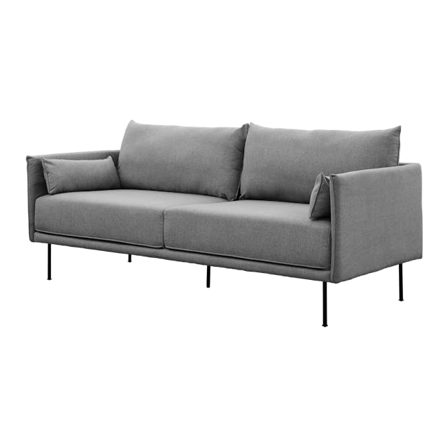 Emerson 3 Seater Sofa in Charcoal Grey with Ormer Lounge Chair in Titanium (Faux Leather) - 2