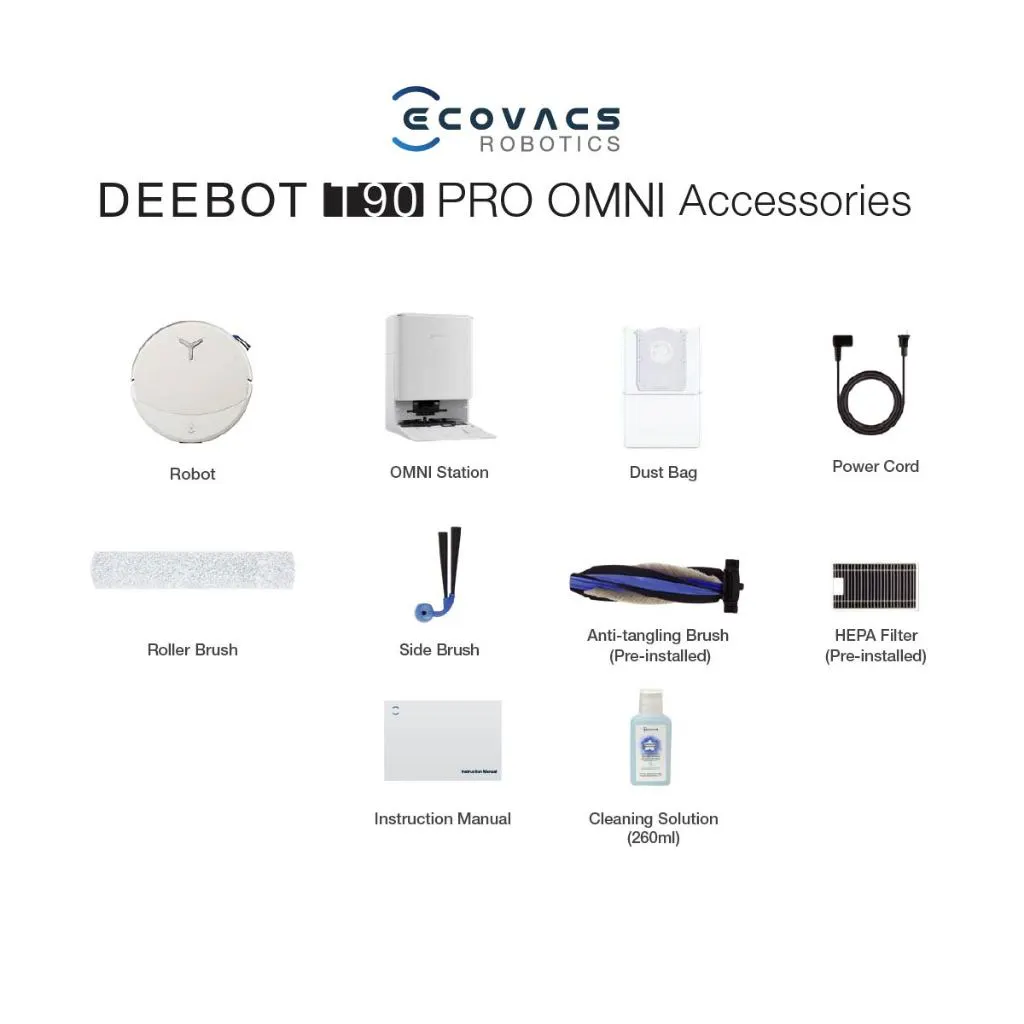 Ecovacs Deebot T90 Pro Omni - White *Free 1 x Cleaning Solution + 1 Year Accessories* - 14