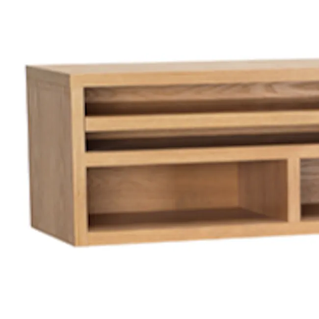 Ezra Wall Storage Unit - Natural - 4 - Wooden sideboard, minimalist design, clean lines, natural wood finish, open shelving