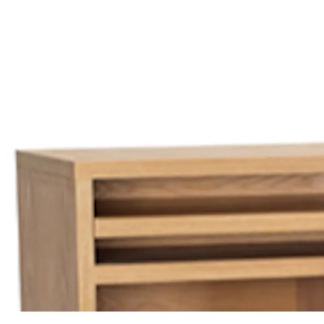 Ezra Wall Storage Unit - Natural - 6 - Wooden sideboard with open shelves, minimalist furniture set, modern storage