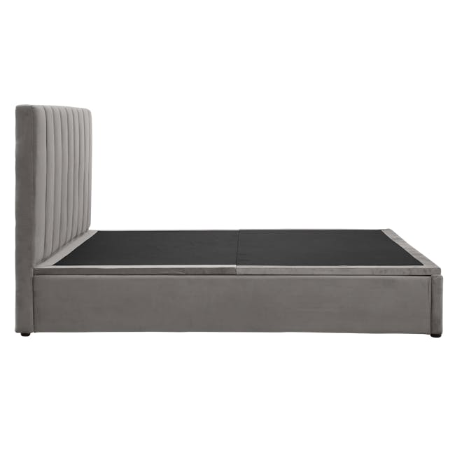 Audrey King Storage Bed in Seal Grey (Velvet) with 2 Volos Bedside Tables - 6
