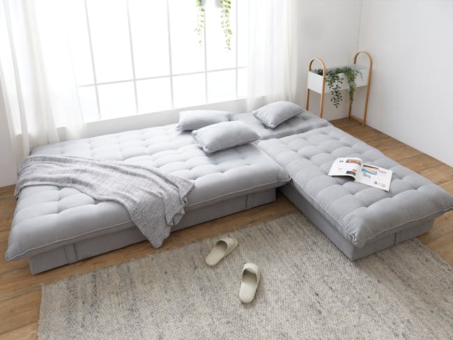 Tessa Storage Lounge Sofa Bed - Pewter Grey (Eco Clean Fabric) - 1