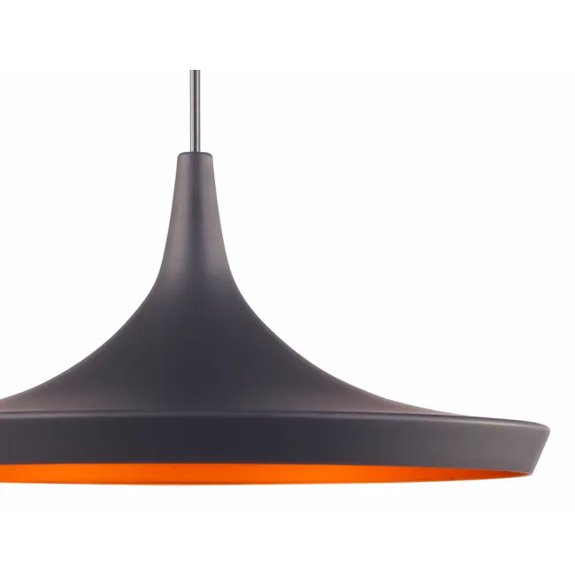 Sven Wide Pendant Lamp - Black - 5 - Modern pendant light with sleek design, black and orange color scheme, elegant and