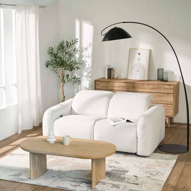 Harmony 2 Seater Power Recliner Sofa - Pearl River (Scratch Resistant) - Zero Wall - 4 - White modern living room