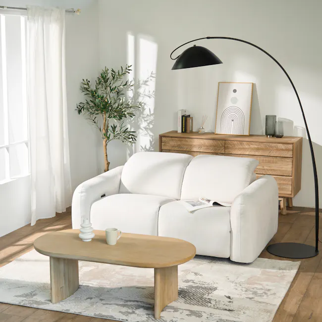 Harmony 2 Seater Power Recliner Sofa - Pearl River (Scratch Resistant) - Zero Wall - 4 - White modern living room